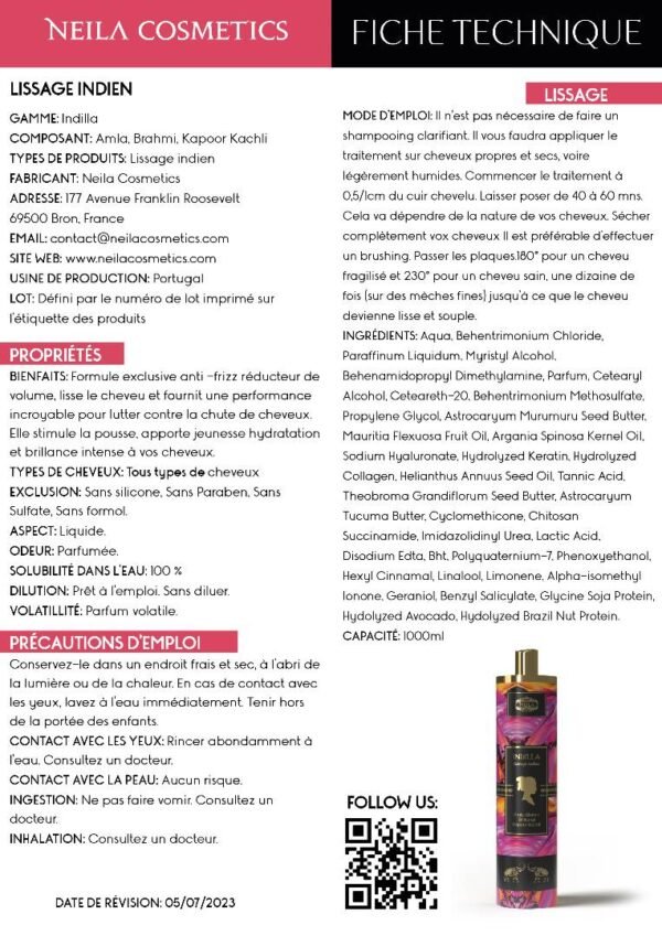 Lissage Indien Indilla Haut De Gamme 1L – Image 3